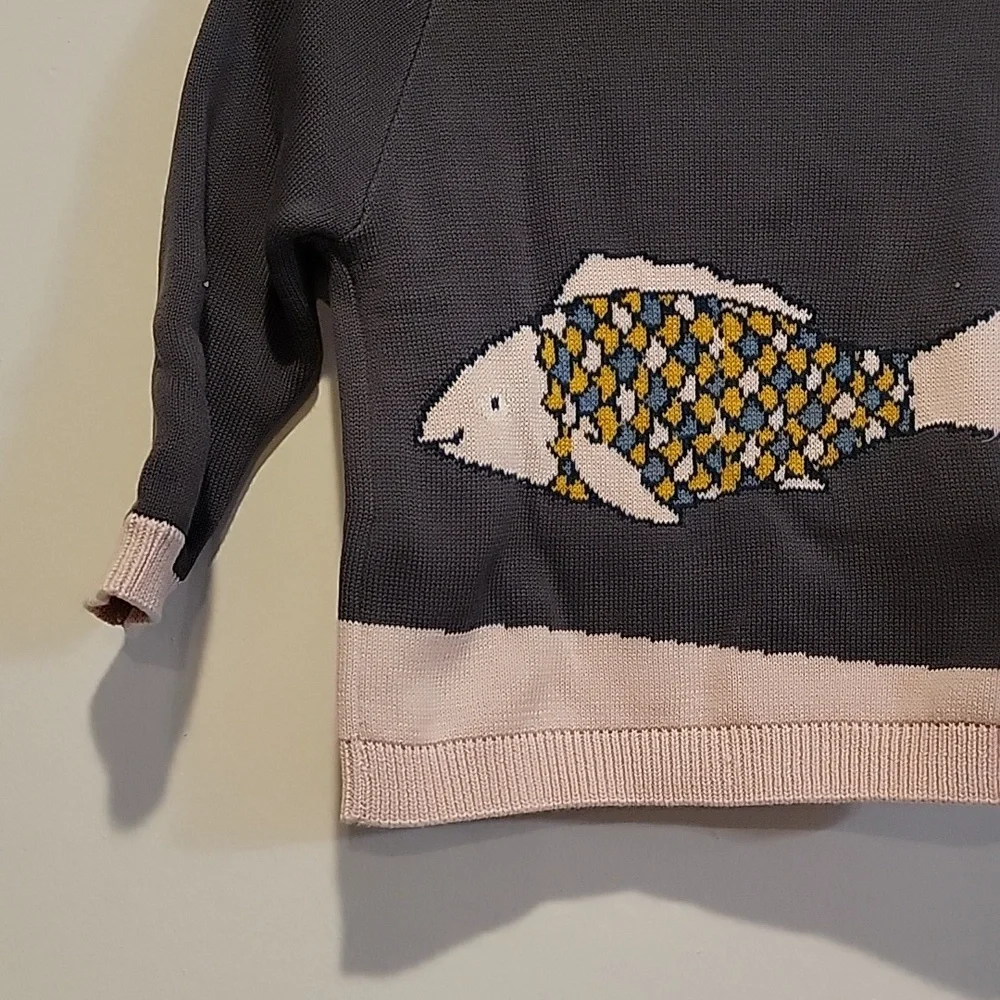 Red Caribou Sweater NWT made in peru size 6-9 months rainbow fish
